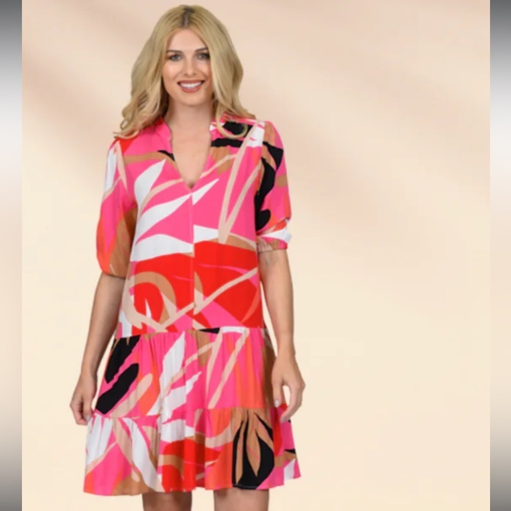 Scarpa Pink tropical beachy dress size S